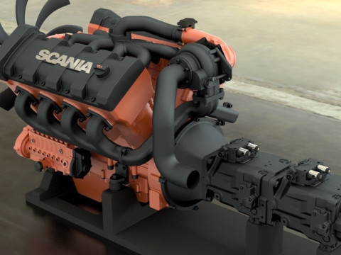 HYDROSTATIC TRANSMISSION ENGINE V8-XT TURBO DETAILED 3D MODEL 3D Model