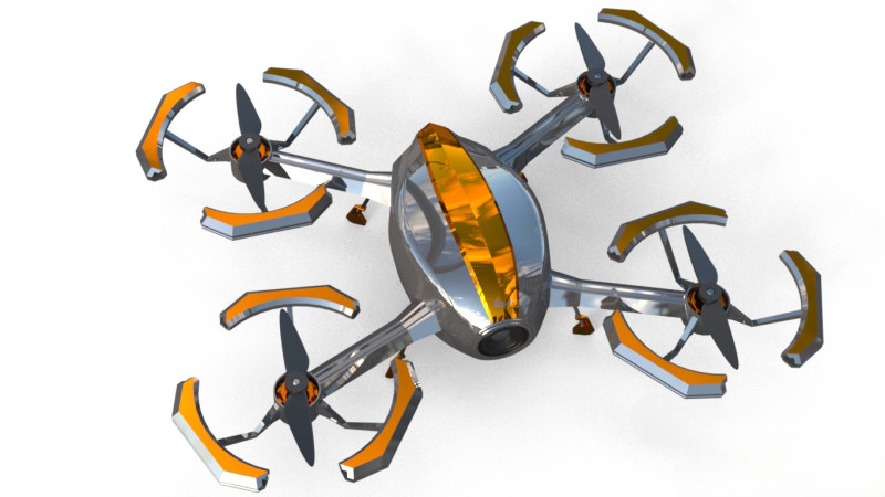 Drone 30 Futuristic Hexacopter UAV Design Modèle 3D .c4d .max .obj .3ds .fbx .stl .blend 