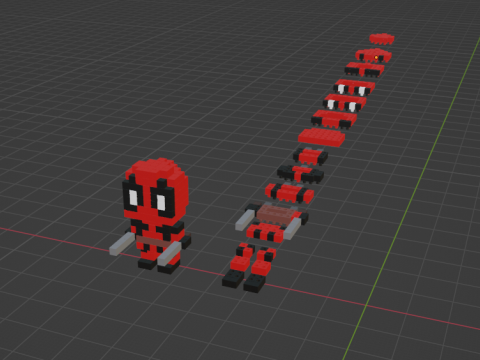 BUILDABLE PIXEL ART OF DEADPOOL 3D Print Model