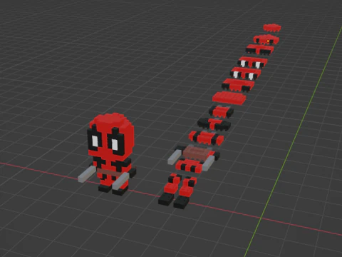 可拼搭的《死侍》像素艺术 3D 打印模型