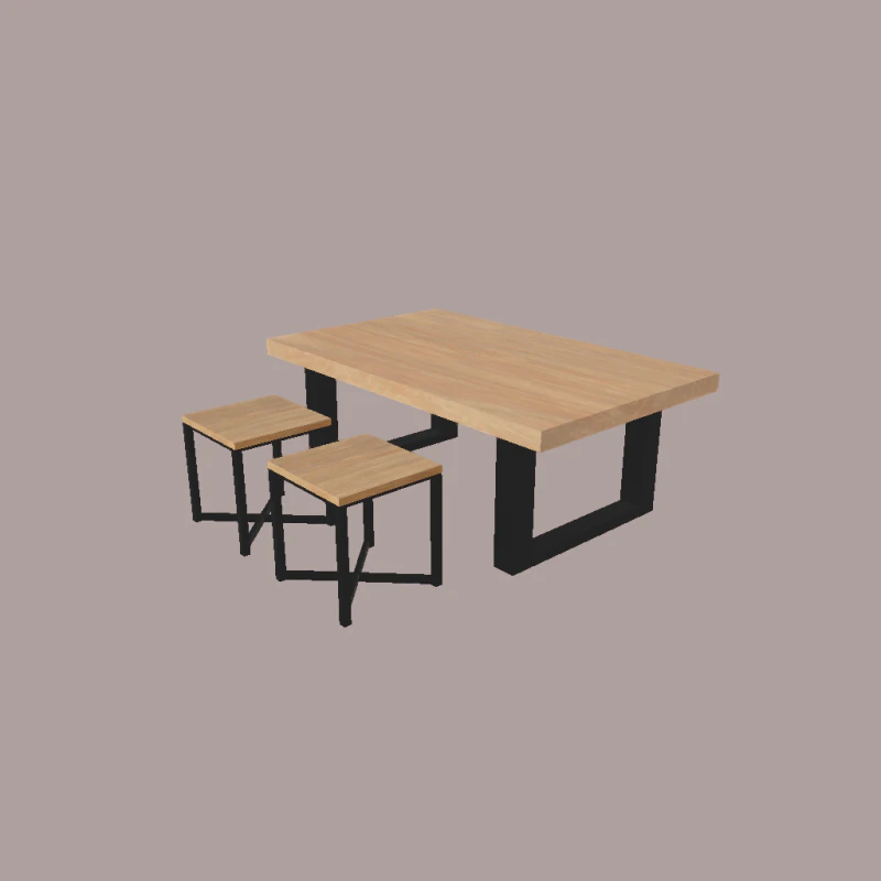 Table and Stool Minimalist Furniture Set LOFT STYLE 3D Model .c4d .max .obj .3ds .fbx .stl .blend 