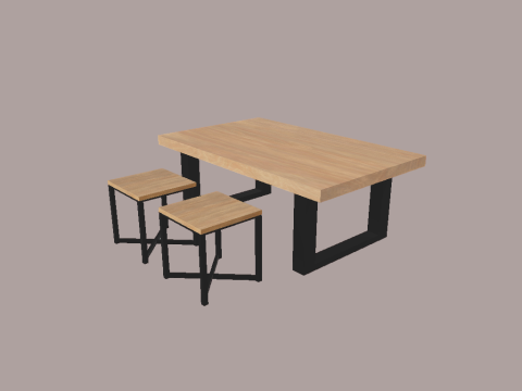 Table and Stool Minimalist Furniture Set LOFT STYLE 3D Model