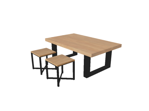 Table and Stool Minimalist Furniture Set LOFT STYLE 3D मॉडल