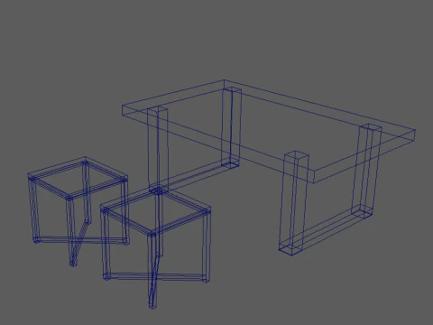 Table and Stool Minimalist Furniture Set LOFT STYLE 3D Model