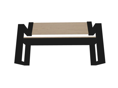 Minimalist Wooden Bench 3D Model