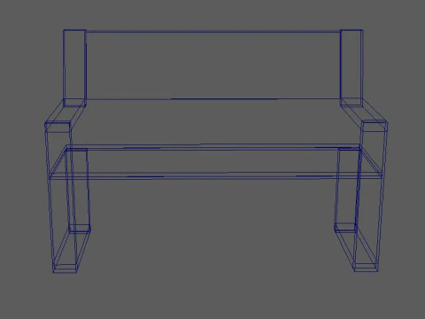 Minimalist Wooden Bench 3D Model