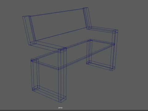 Minimalist Wooden Bench 3D Model