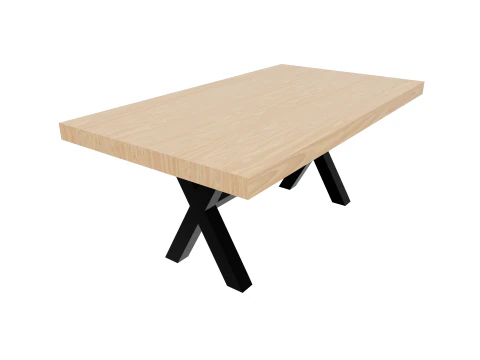 Loft Style Table and Bench SET 3D Model