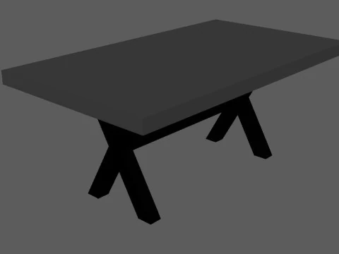 Loft Style Table and Bench SET 3D Model