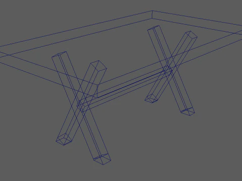 Loft Style Table and Bench SET 3D Model
