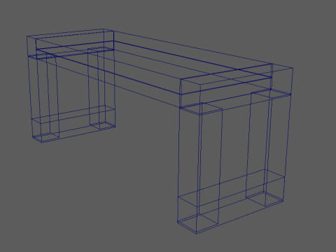Loft Style Table and Bench SET 3D Модель