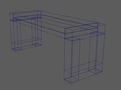 Loft Style Table and Bench SET 3D Model