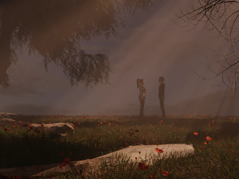 Landscape with couple and natural scene 3D Model