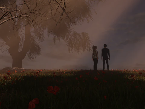 Landscape with couple and natural scene 3D Model