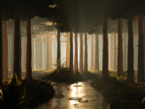 Scena di foresta volumetrica stilizzata Modello 3D