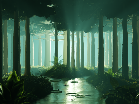 Stylized volumetric forest scene 3D Model