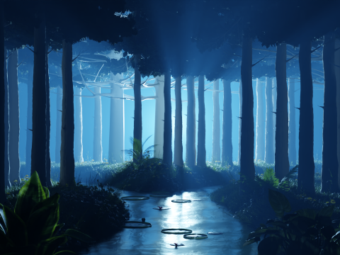 Stylized volumetric forest scene 3D Model