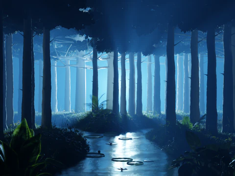 Stylized volumetric forest scene 3D Model