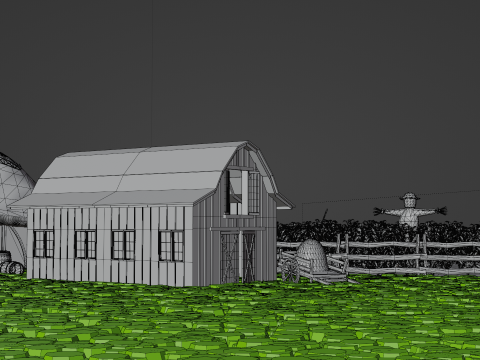 Stylized farm house village scene landscape Modèle 3D