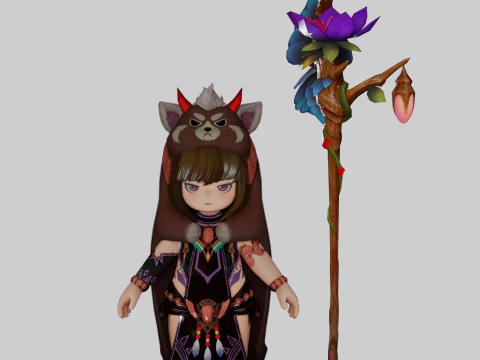 Personaggio anime dei cartoni animati 3D Sefira Modello 3D