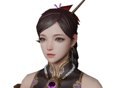 Super woman anime cartoon girl 3D Model
