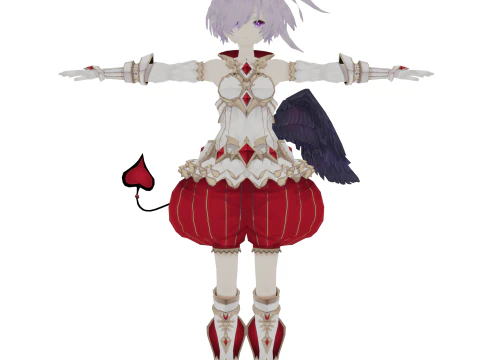 3D lady anime cartoon character with rigged 3D Model
