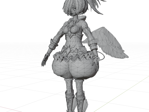 3D lady anime cartoon character with rigged Modello 3D