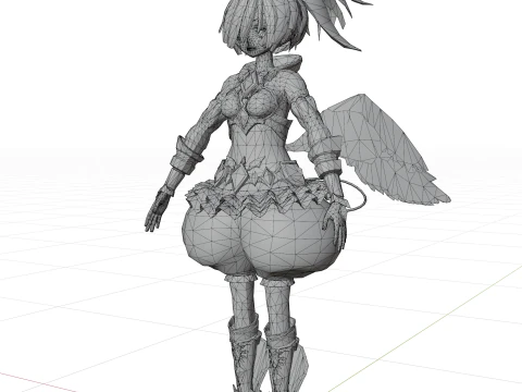 3D lady anime cartoon character with rigged 3D Model
