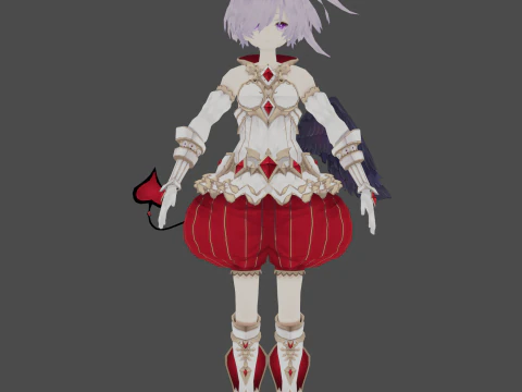 3D lady anime cartoon character with rigged 3D Model