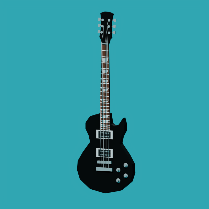 Electric Guitar Low Poly 3D Model .c4d .max .obj .3ds .fbx .stl .blend 