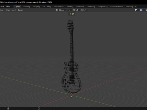 Electric Guitar Low Poly 3D Model