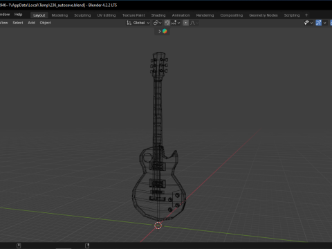 Electric Guitar Low Poly 3D Model