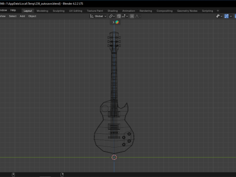 Electric Guitar Low Poly 3D Model