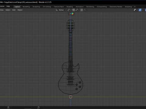 Electric Guitar Low Poly 3D Model