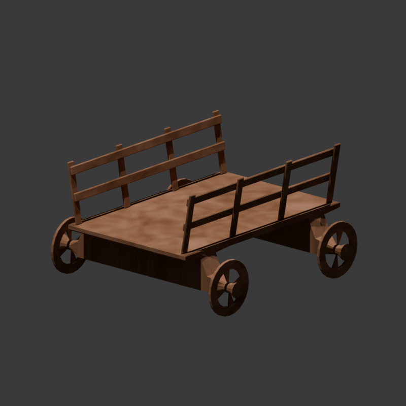 Wooden Cart Model 3D .c4d .max .obj .3ds .fbx .stl .blend 