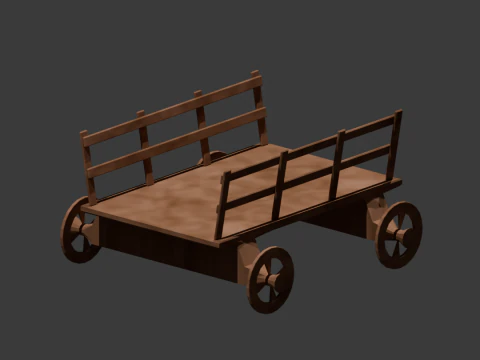 木製カート 3Dモデル