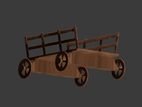 Wooden Cart Model 3D