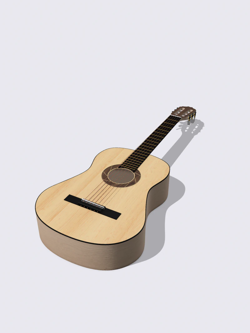 Classical guitar 3D Model .c4d .max .obj .3ds .fbx .stl .blend 