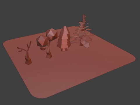 Low Poly Trees Pack 01 3D Model