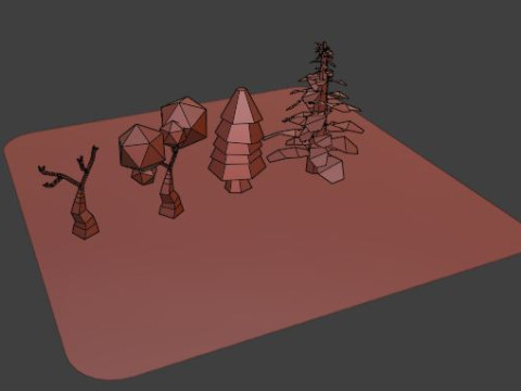 Low Poly Trees Pack 01 3D Model
