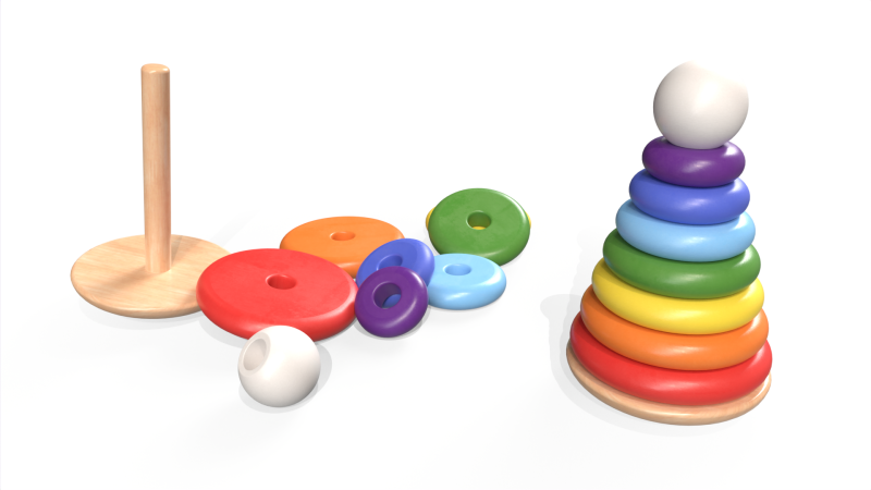 Wooden Pyramid Toy 3D मॉडल .c4d .max .obj .3ds .fbx .stl .blend 