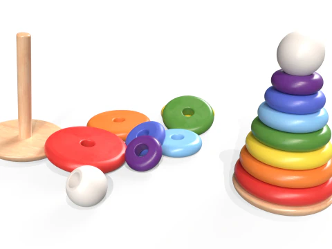 Деревянная игрушка-пирамида 3D Модель