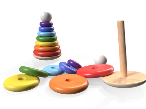 Wooden Pyramid Toy 3D Model