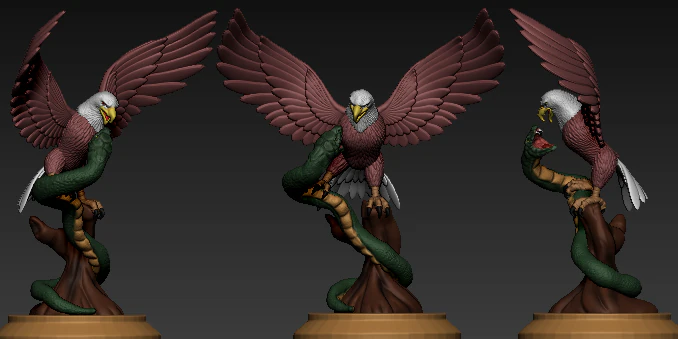 EAGLE VS SNAKE 3D Print Model .c4d .max .obj .3ds .fbx .stl .blend 