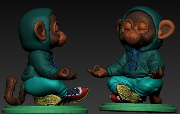 Zen Monkey 3D प्रिंट मॉडल .c4d .max .obj .3ds .fbx .stl .blend 