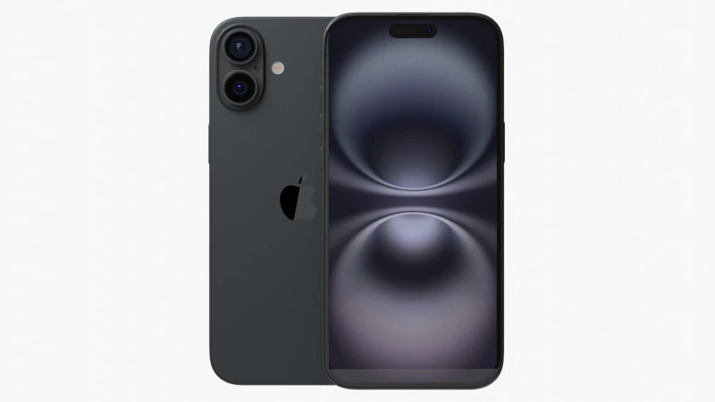 Apple iPhone 16 Plus Black 3D Model .c4d .max .obj .3ds .fbx .stl .blend 