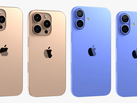 Apple iPhone 16 And Plus And Pro And Pro Max 3D Model