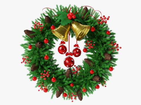 Christsmas Wreath With Bells 3D 模型