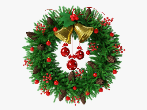 Christsmas Wreath With Bells 3D 모델