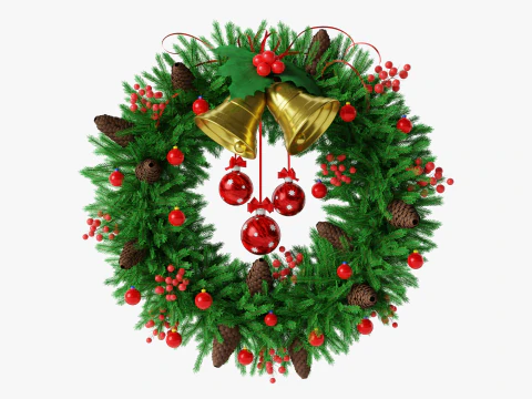 Christsmas Wreath With Bells 3D Model
